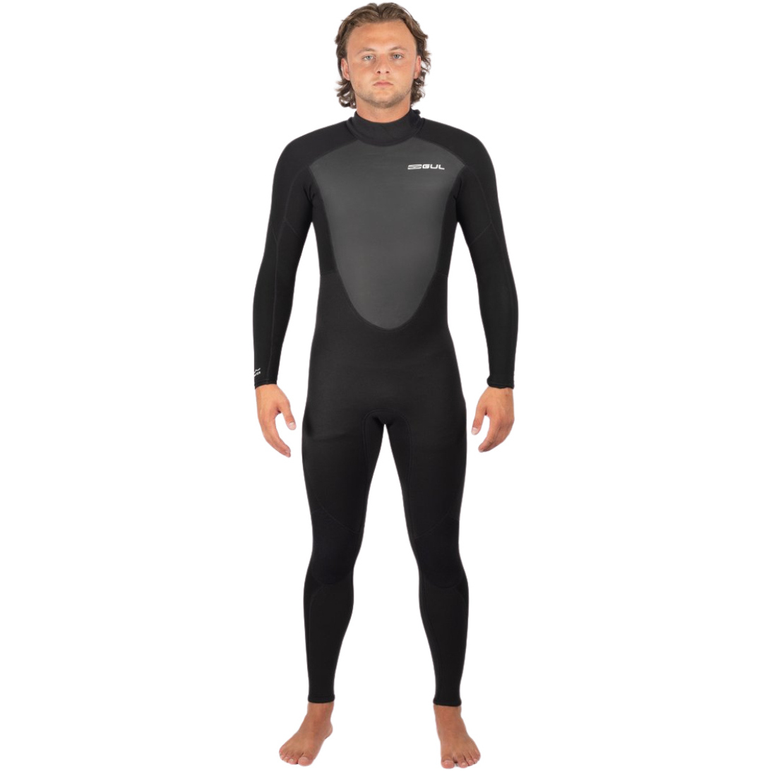 2025 Gul Mens Response 3/2mm Flatlock Back Zip Wetsuit RE1321-C1 - Black